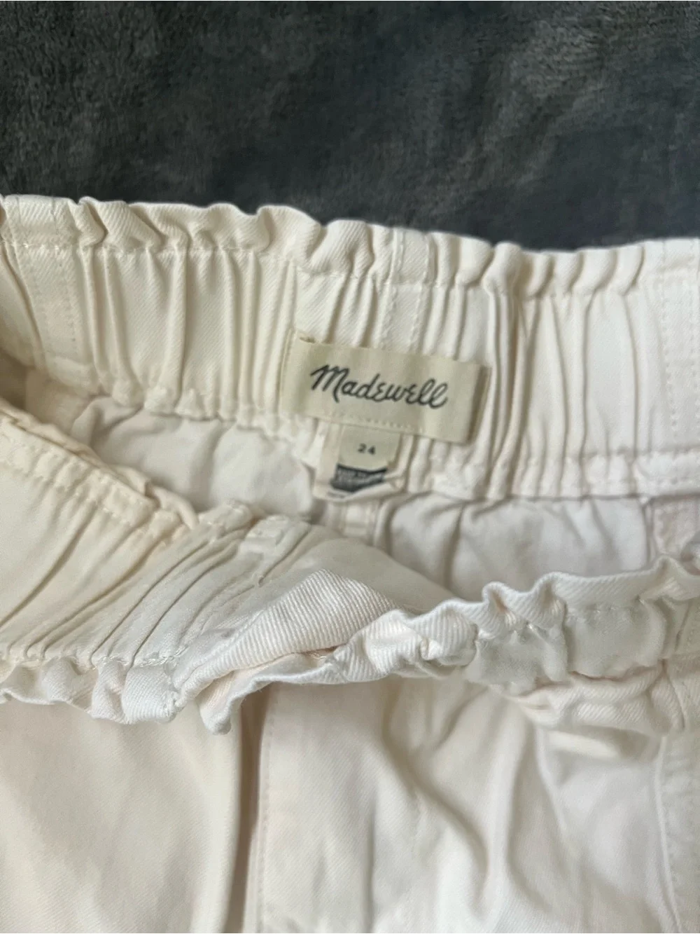 Madewell off-white High-Waist Elastic Cotton Shorts, paper bag style